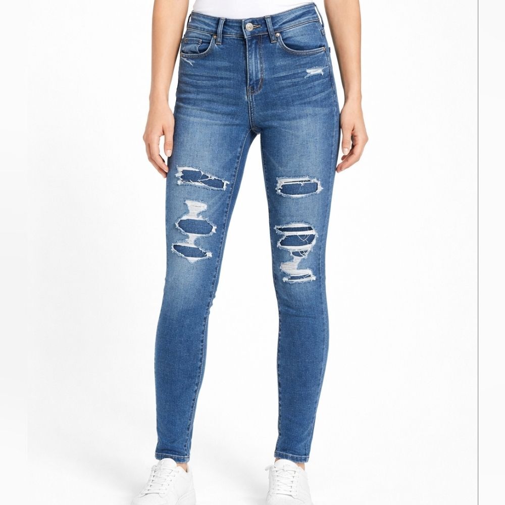 American Eagle Women's Hi-rise Jegging Distressed Skinny Jeans Size 00 Patched